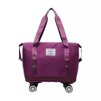 Дорожная спортивная сумка со съемными колесами, большая вместимость, отделение для сухого и влажного воздуха, водонепроницаемая ткань Оксфорд, чемодан для багажа на открытом воздухе, для ночевки в тренажерном зале, для тренировок Unfolded 66cm фиолетовый/
