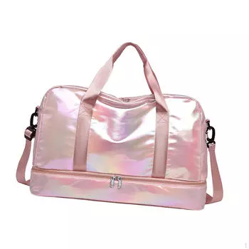 Дорожная сумка багаж прочный плечевой для коротких поездок фитнеса рыбалки розовый