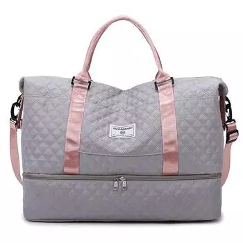 Дорожная сумка Большая вместительная сумка для хранения Разделение сухих и влажных вещей Разделение сумок для обуви Износостойкая сумка для фитнеса серый