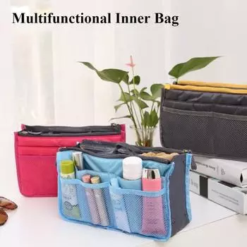 Дорожная сумка для туалетных принадлежностей, многофункциональный многослойный органайзер для хранения косметики, переносная двойная внутренняя молния, сумка для канцелярских принадлежностей чёрный