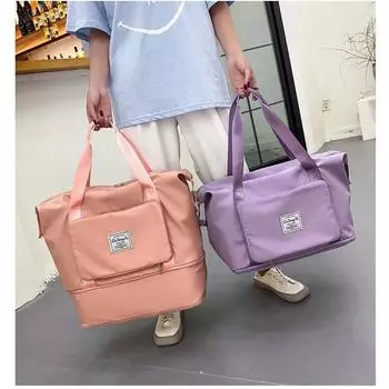 Дорожная сумка для женщин, складная, ручная, большой емкости, сумка для багажа на короткие расстояния, сумка для хранения, сумка для доставки, сумка для плавания, йоги, фитнеса 40x42x22cm чёрный