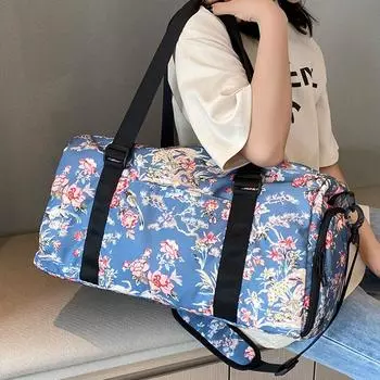 Дорожная сумка из ткани Оксфорд для женщин, большая вместимость, цветочный принт, сумки через плечо, влажный и сухой разделение, деловой багаж, сумки