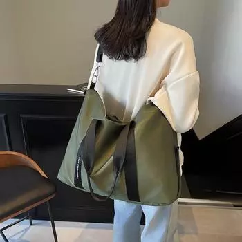 Дорожная сумка на короткие расстояния, легкая складная сумка для хранения одежды, сумка через плечо большой емкости чёрный