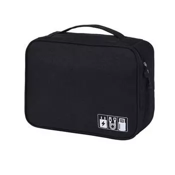 Дорожная сумка-органайзер для электроники, сумка для хранения кабельных аксессуаров, свободное отдельное пространство чёрный