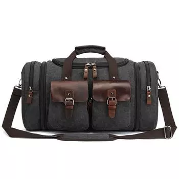 Дорожная сумка Роскошная холщовая мужская и женская дорожная сумка для ручной клади Дорожная сумка на плечо Выходная дорожная сумка чёрный