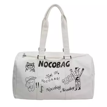 Дорожная сумка с принтом граффити из ПУ, сумка для хранения багажа, большая вместимость, водонепроницаемая спортивная сумка для фитнеса и йоги для пары белый