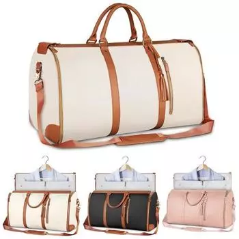 Дорожная сумка с внутренними ремнями Водонепроницаемая складная сумка большой емкости для хранения одежды Большие несущие ручки Съемная спортивная сумка для одежды розовый