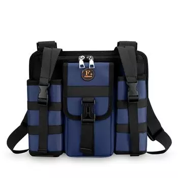 Дорожная сумка-слинг большой вместимости с несколькими карманами, уличная нагрудная сумка, мужская сумка через плечо для путешествий синий