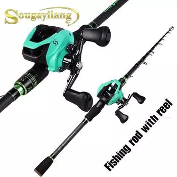 Дорожная телескопическая удочка из углеродного волокна с катушкой для приманки 12BB 7,2: 1 Катушка для ловли карпа 1.8M Rod&Reel Left Hand