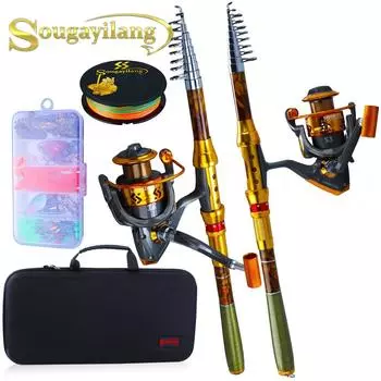 Дорожная удочка Combos1.8M-3.6M Телескопическая удочка из углеродного волокна 13 1BB Спиннинговая катушка Полный комплект 1.8M Rod&Reel 1000