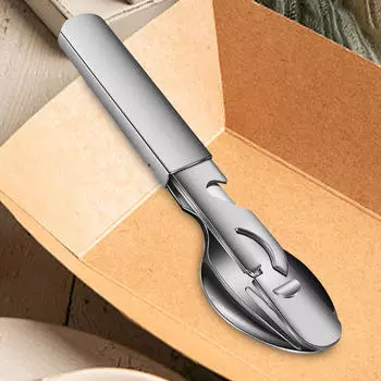 Дорожная утварь Портативная посуда 4 в 1 Вилка Ложка Открывалка для бутылок Столовые приборы