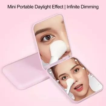 Дорожное зеркало для макияжа с 8 светодиодами, 2-кратный увеличительный тумблер, портативное настольное портативное портативное зеркало с батарейным питанием для женщин и девочек, складное косметическое зеркало мятный зеленый