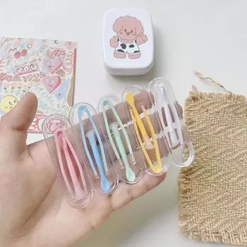 Дорожные контактные линзы для девочек, пинцет на присоске, пластиковый мини-футляр для контактных линз, набор инструментов для ухода за глазами, аксессуары