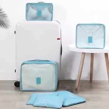 Дорожные сумки для хранения, 6 шт., дышащая многофункциональная сумка для хранения нижнего белья с сетчатым окном, большая вместительная сумка для хранения обуви синий