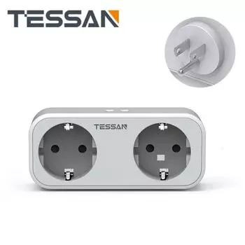 Дорожный адаптер TESSAN из Европы в Америку, адаптер для США с 2 розетками и 2 USB, дорожный адаптер 4 в 1 для США, Канады, Мексики