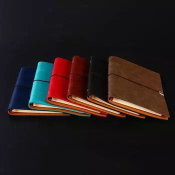 «Дорожный блокнот формата А5 в стиле ретро из искусственной кожи — креативное, настраиваемое для студентов и бизнесменов, с отрывными листами» чёрный