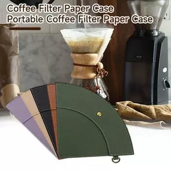 Дорожный бумажный чехол для кофейного фильтра, пылезащитный, водонепроницаемый, из искусственной кожи, держатель для бумаги для ручного приготовления кофе, органайзер, защитная крышка на рукаве зелёный