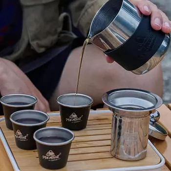 Дорожный чайный набор из нержавеющей стали, декоративная чашка с сумкой для хранения, набор для заваривания чая, чашки для Silver without Grip