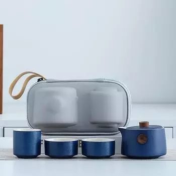Дорожный чайный набор Kuaike, один чайник и три чашки, керамический чайный набор Кунг-фу с защитой от ожогов, портативный дорожный подарок, кастомизация
