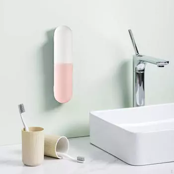 Дорожный держатель для дезинфицирующего средства для зубных щеток для деловой поездки в отель, розовый синий