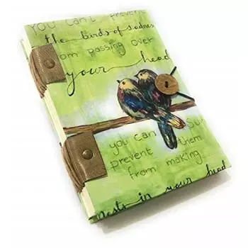 Дорожный дневник ручной работы с тиснением в классическом стиле и принтом в виде бабочки. Размер 5x7 дюймов. 5 x 7 in зелёный