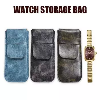 Дорожный футляр для часов, портативная сумка для хранения часов, небольшой держатель для часов, органайзеры для часов из ПУ, подходящие для хранения часов светло-синий