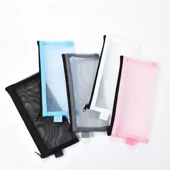 Дорожный футляр для кистей для макияжа, косметическая сумка-органайзер для мужчин и женщин, косметические инструменты, сетчатая сумка на молнии, сумки-карандаши для хранения белый