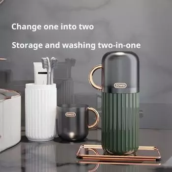 Дорожный футляр для зубной щетки с ручкой для полоскания рта, легкий портативный контейнер для зубной щетки с зубной пастой на открытом воздухе, для кемпинга белый