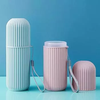 Дорожный футляр для зубных щеток Дорожные контейнеры для зубных щеток Дорожный держатель для зубных щеток Для путешествий Ванная комната Бизнес Кемпинг Школа синий