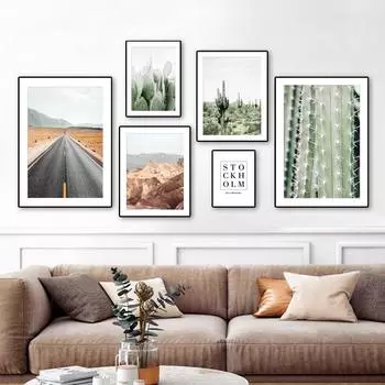 Дорожный гигантский кактус каньон реки Колорадо скандинавские постеры и принты холст картины настенные художественные картины для гостиной домашний декор 21X30cm No Frame
