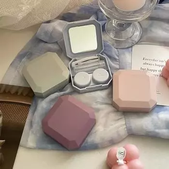 Дорожный комплект, держатель для женщин, квадратная коробка для контактных линз, легко носить с собой, зеркальная коробка для линз, контейнер с пинцетом, набор присосок, твердый красный