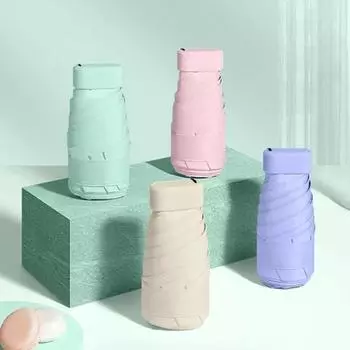 Дорожный мини-зонт для сумочки, складной компактный зонт с защитой от ультрафиолета, маленький карманный зонт от дождя и солнца для мужчин и женщин чёрный