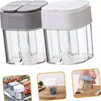 Дорожный набор для приправ, шейкер 1 шт., 4 в 1, пластиковый диспенсер, контейнеры для специй для кемпинга серый