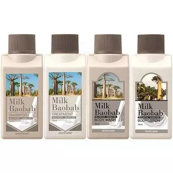 Дорожный набор Milk Baobab White Soap, 1 набор Популярная корейская косметика