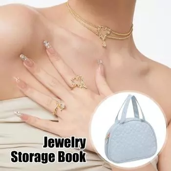 Дорожный органайзер для ювелирных изделий с ручкой, застежкой-молнией, большой емкости, водонепроницаемый, для хранения ювелирных изделий, книга-переплет на кольцах чёрный