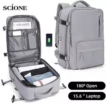 Дорожный рюкзак 35л, большая деловая сумка для ноутбука 15,6, многофункциональная зарядка через USB, женские школьные сумки Mochila, карман для обуви, XA348C бежевый