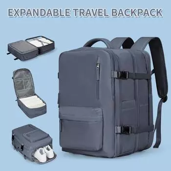 Дорожный рюкзак для ноутбука для женщин и мужчин, расширяемая сумка для колледжа с USB-портом, большая вместимость 17,3, водонепроницаемая мужская сумка для хранения обуви на открытом воздухе