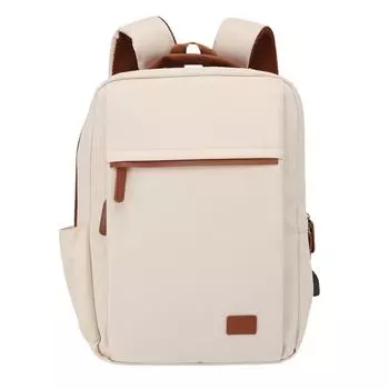 Дорожный рюкзак с портом для зарядки USB Водонепроницаемая мужская женская сумка-чемодан для ноутбука 16 дюймов 20-35 л бежевый