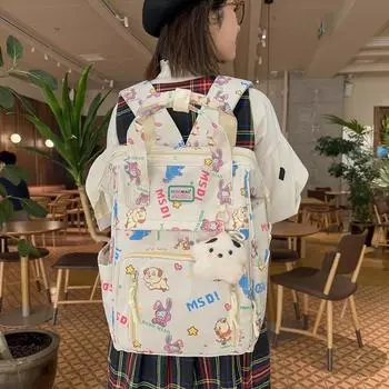 Дорожный рюкзак с принтом граффити, легкий студенческий школьный женский рюкзак для компьютера розовый