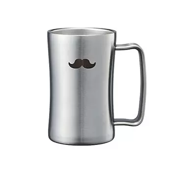 Doshisha Drinking Stein, Beard, 14.2 fl oz (420 ml), Dishwasher Safe, Heat Retention, Cold Retention, Vacuum Insulated, Beer Mug, Silver