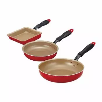 Doshisha Evercook Frying Pan Set, 3-Piece Set, IH Compatible красный