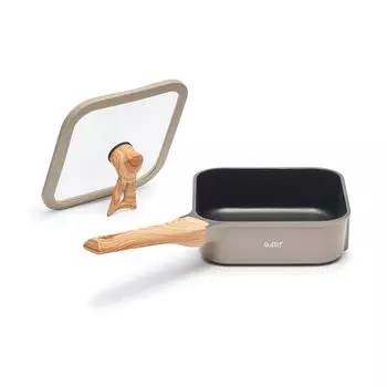 Doshisha square frying pan sutto 18 x 6 cm, compatible with all heat sources (gas and induction), beige, deep