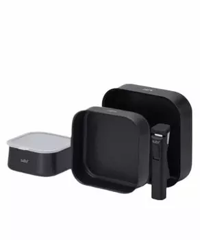 DOSHISHA sutto IH compatible frying pan selection 5-piece set Square frying pan with detachable handle/special handle/plastic lid чёрный