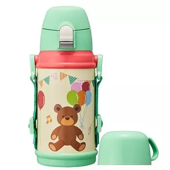 Doshisha Water Bottle Kids Bottle 2WAY Water Bottle 600ml Bear Green Children s
