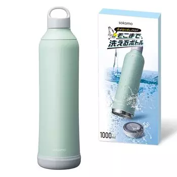 Бутылка для воды Doshisha из нержавеющей стали, термос с вакуумной изоляцией, легко моется, синяя, sokomo [моющаяся бутылка] 1,0 л, тепло/холод синий