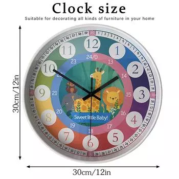 Дошкольное образование Дети учатся Настенные часы Мультяшные настенные часы Украшение детской комнаты Подарочные настенные часы для класса 12 inch