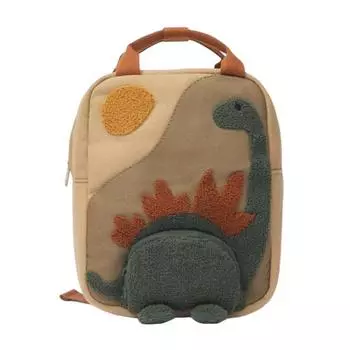 Дошкольный рюкзак Детский холщовый рюкзак Мультяшный динозавр Школьная сумка для малышей Мальчиков Девочек Путешествия Кемпинг Походы хаки