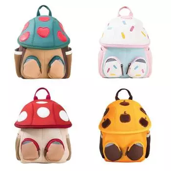 Дошкольный рюкзак милый гриб светоотражающие ремни школьный ранец с нескользящей пряжкой на груди мультфильм Wine red mushroom trumpet