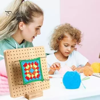 Доска для блокирования крючком из бамбука, квадратные доски для блокирования крючком с колышками, вертикальная доска для блокирования крючком с основанием, подарок для мам и бабушек