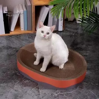 Доска для царапания кошек, овальная когтеточка для кошек, картонная большая, для кошачьего шлифования, коврик для отдыха, миска для домашних кошек A